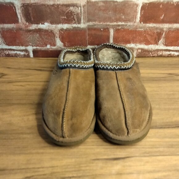 UGG Tasman Slippers Womens Size 9 Chestnut Suede Leather Mule Slippers - Picture 3 of 6